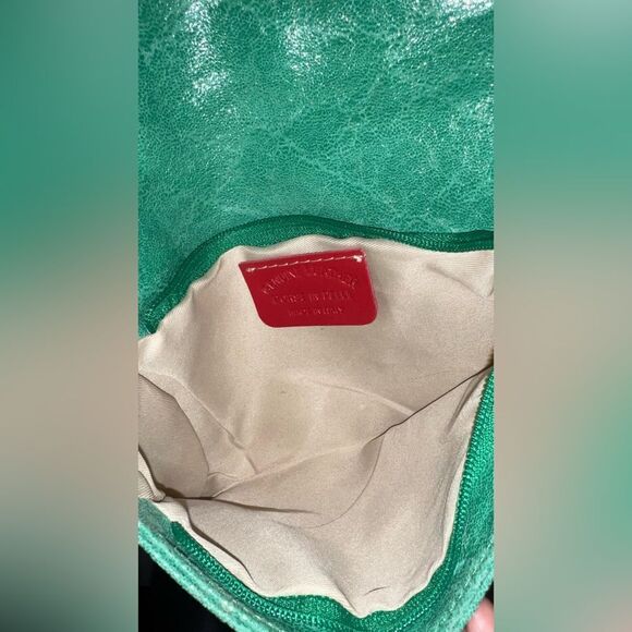Borse In Pelle Emerald Green Leather Clutch Bag, made in Italy 🇮🇹 - Picture 9 of 16